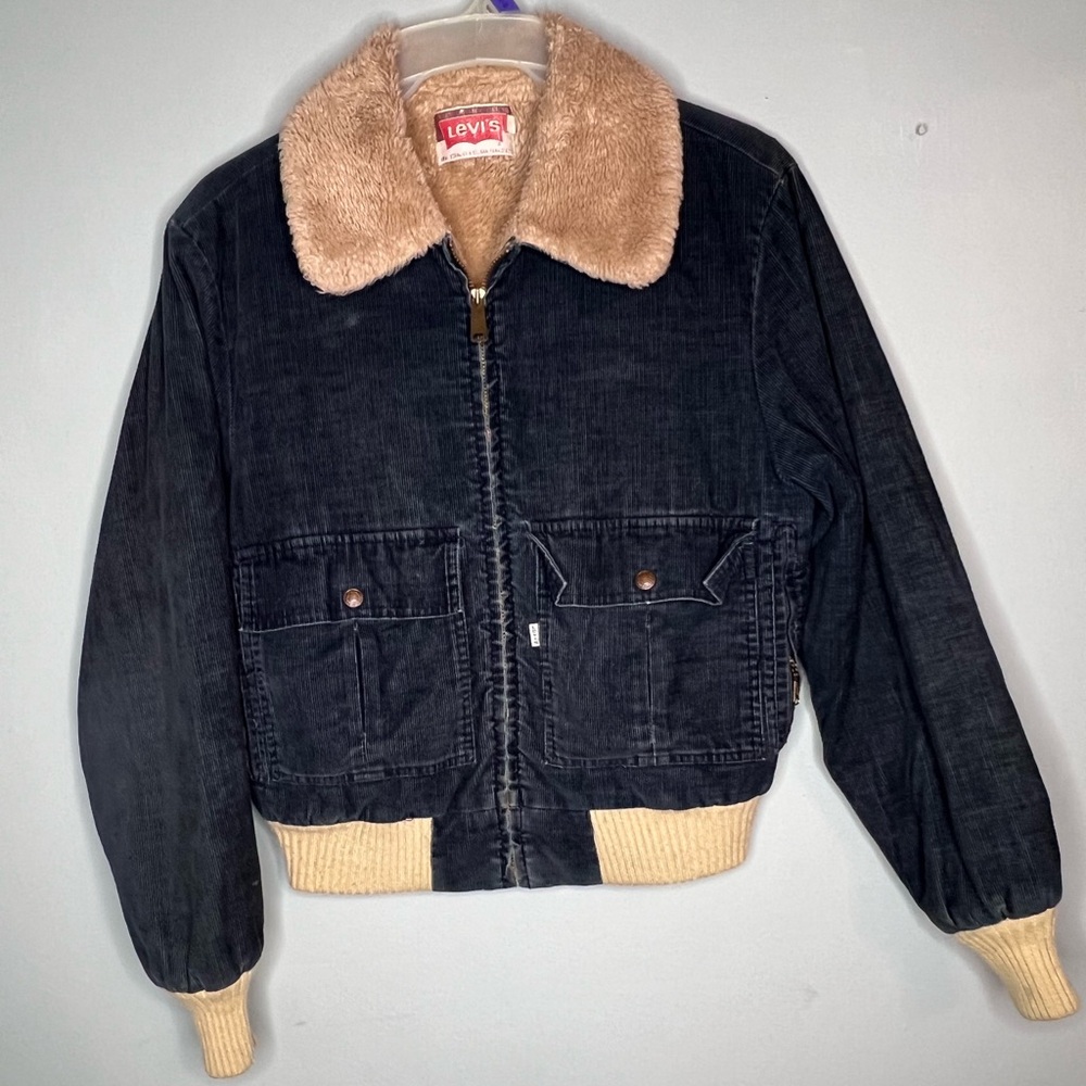 Vintage Levi's Sherpa Lined Bomber Style Corduroy Zip Up Jacket Size M